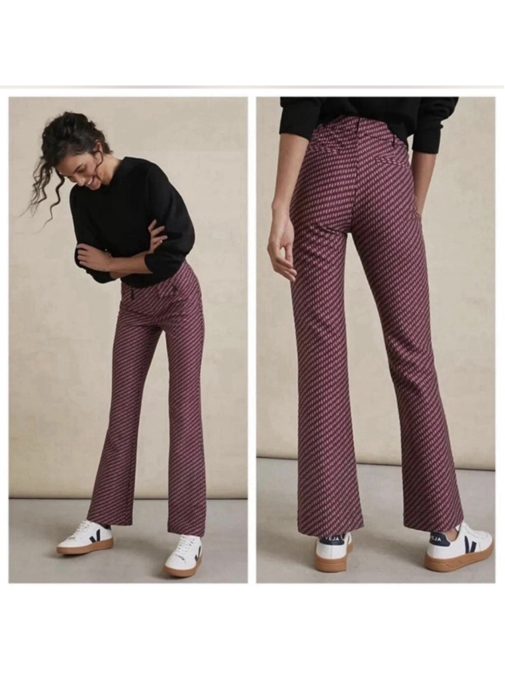 Anthropologie The Essential Slim Flared Pink Mauve Pants 8 Slimming Stretch Fall